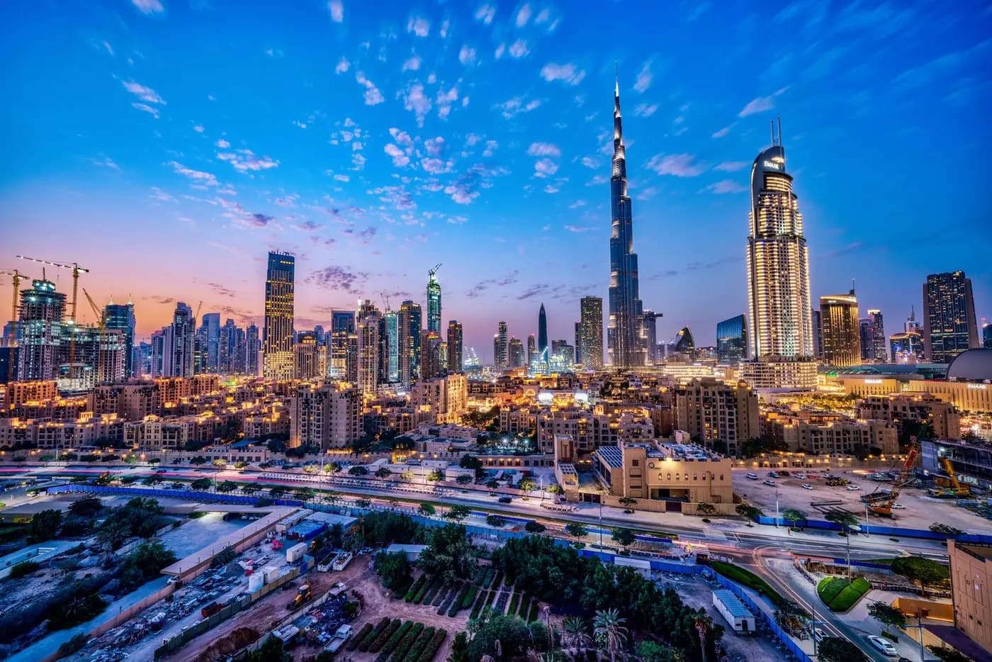 Dubai skyline at dusk